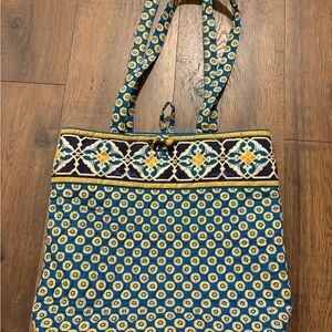 Vera Bradley Blue and Yellow Quilted Tote Bag
